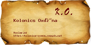 Kolonics Oxána névjegykártya